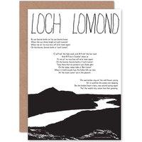 Artery8 Traditional Scottish Song Lyrics Loch Lomond Greetings Card in Black