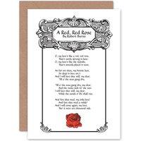 Artery8 Robert Burns Song Lyrics Red Rose Love Scotland Greetings Card in White