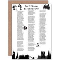 Artery8 Robert Burns Poem Lyrics Tam O'Shanter Scotland Greetings Card in White