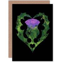 Artery8 Painting Thistle Head Heart Love Scotland Greetings Card in Black