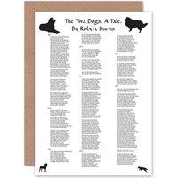 Artery8 Robert Burns Poem Lyrics The Twa Dogs Scotland Greetings Card in White