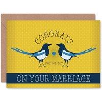 Artery8 Two For Joy Magpie Marriage Congrats Wedding Card