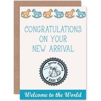Artery8 Baby Boy Congratulations Greetings Card in Blue