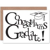 Artery8 Graduate Black White Bold Simple Congratulations Card
