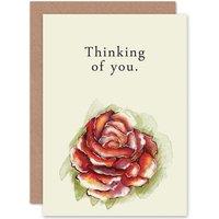 Artery8 Rose Thinking You Flower Greetings Card in Beige