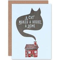 Artery8 Home Cat House Smoke Greetings Card in Blue