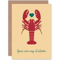 Artery8 You Are My Lobster Love Valentines Greetings Card in Beige