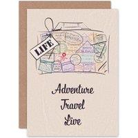 Artery8 Adventure Travel Live Greetings Card in Light Beige