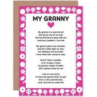 Artery8 Granny Grandma Poem Love Greetings Card in Pink