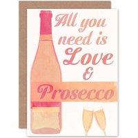 Artery8 Love Prosecco Bottle Fizz Greetings Card in Orange