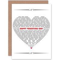 Artery8 Love Valentines Heart Words Romantic Greetings Card in White