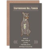 Artery8 Dog Staffy Bull Terrier Greetings Card in Grey
