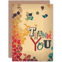 Artery8 Thank You Colourful Leaf Pattern Greetings Card