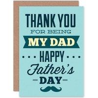 Artery8 Fathers Day Thank You Dad Greetings Card in Blue