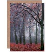 Artery8 Birthday Painting Autumn Forest Scene Greetings Card in Grey