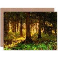 Artery8 Sunrise Sunshine Through Forest Trees Good Luck Card