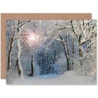 Artery8 Winter Forest Trail Landscape Snow Covered Trees Nature Card
