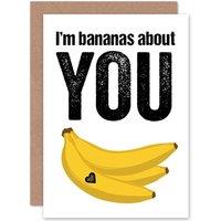 Artery8 Valentine Card Bananas About You Love Art Fun Greetings Card in Yellow