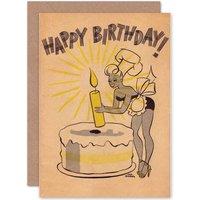 Artery8 Pin Up Retro Birthday Greetings Card in Yellow