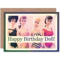 Wee Blue Coo Retro Swimsuit Dolls Happy Birthday Greeting Card
