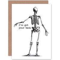 Artery8 Friendship Skeleton Bones Funny Greetings Card in White