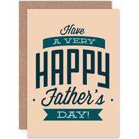 Artery8 Fathers Day Happy Text Font Type Greetings Card in Beige