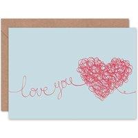 Wee Blue Coo Love You Scribble Heart Anniversary Valentines Card