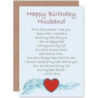Artery8 Birthday Husband Love Poem Greetings Card in Blue