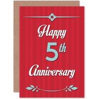 Artery8 Happy 5th Fifth Anniversary Greetings Card in Red