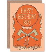 Artery8 Birthday Brother Axes Orange Greetings Card