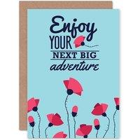 Artery8 Bon Voyage Travel Leaving Enjoy Your Big Adventure Greetings Card in Light Blue