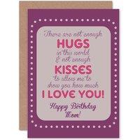Artery8 Birthday Mom Mother Hugs Kisses Greetings Card in Purple