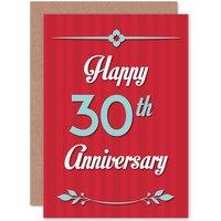 Artery8 Happy 30th Thirtieth Anniversary Greetings Card in Red
