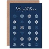 Artery8 Christmas Xmas Snowflake Line Design Greetings Card in Blue