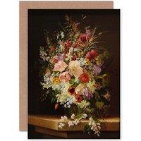 Artery8 Painting Still Life Dietrich Flowers Greetings Card in Black