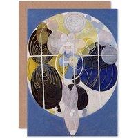 Artery8 Hilma Af Klint Abstract Circles Painting Greetings Card in Blue