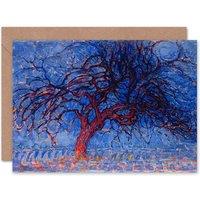 Artery8 Piet Mondrian Painting 1908 Avond Evening Red Tree Card