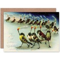 Artery8 Xmas Birds Matches Jollity Funny Christmas Card
