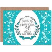 Artery8 Happier Ever After Wishes Elegant Floral Wedding Card