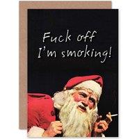 Artery8 Smoking Santa Christmas Greetings Card in Black