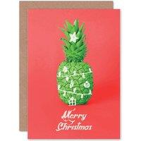 Artery8 Pineapple Christmas Tree Greetings Card in Pink