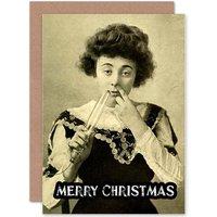 Artery8 Alternative Christmas Xmas Nose Bulb Weird Bizarre Greetings Card in White