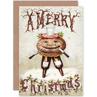 Artery8 Christmas Xmas Plum Duff Pudding Funny Greetings Card in White