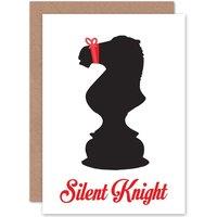 Artery8 Silent Knight Night Chess Christmas Greetings Card in White