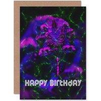 Artery8 Happy Birthday Gothic Purple Neon Greetings Card
