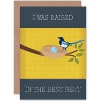 Artery8 Mom Mum Mother Best Nest Magpie Greetings Card in Yellow