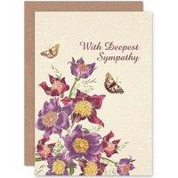 Artery8 Bereaved Sympathy Floral Theme Greetings Card in Purple