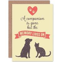 Artery8 Bereaved Sympathy Pet Cat Dog Greetings Card in Yellow