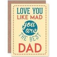 Artery8 Father Day Best Mad Dad Greetings Card in Beige