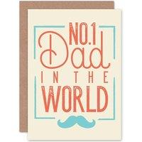 Artery8 Father Day Dad Moustache Funny Greetings Card in Beige